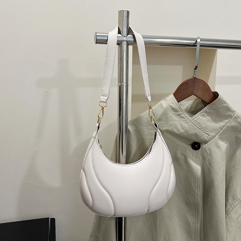 Elegant Womens French Handbag Shoulder Bag Textured Crossbody With Zipper Closure Adjustable Strap 7