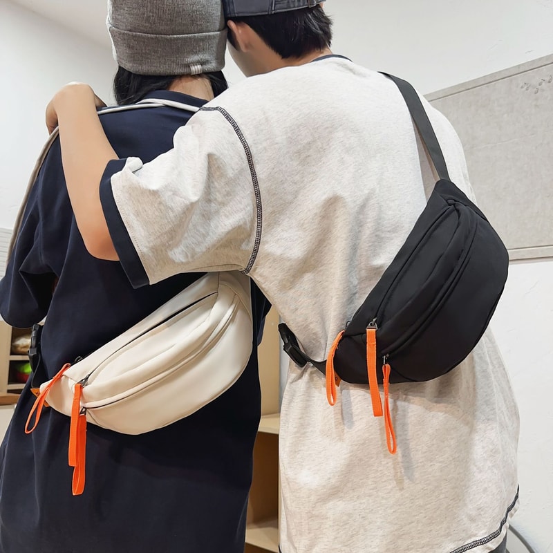 Mens Casual Chest Bag Trendy Small Sports Crossbody Bag Unisex Nylon Mobile Waist Bag Lightweight S 0