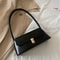 Solid Color Flip Lock PU Leather Handbag For Women Versatile Underarm Baguette Bag Retro AutumnWint 2