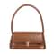 Solid Color Flip Lock PU Leather Handbag For Women Versatile Underarm Baguette Bag Retro AutumnWint 6