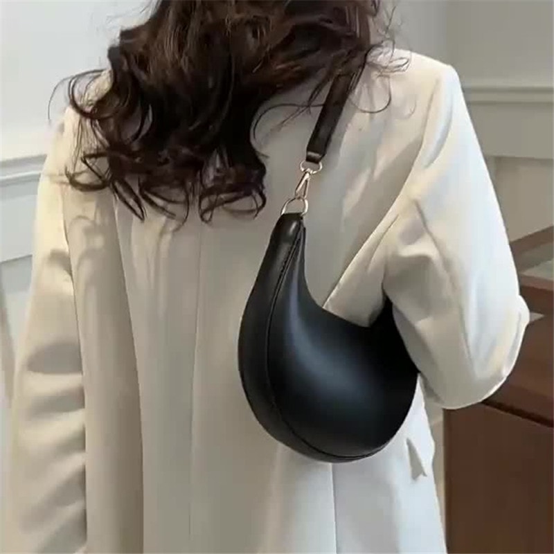 Womens Luxury Crescent Handbag Elegant Shoulder Bag With Zipper Closure Crossbody Purse For Everyda 0