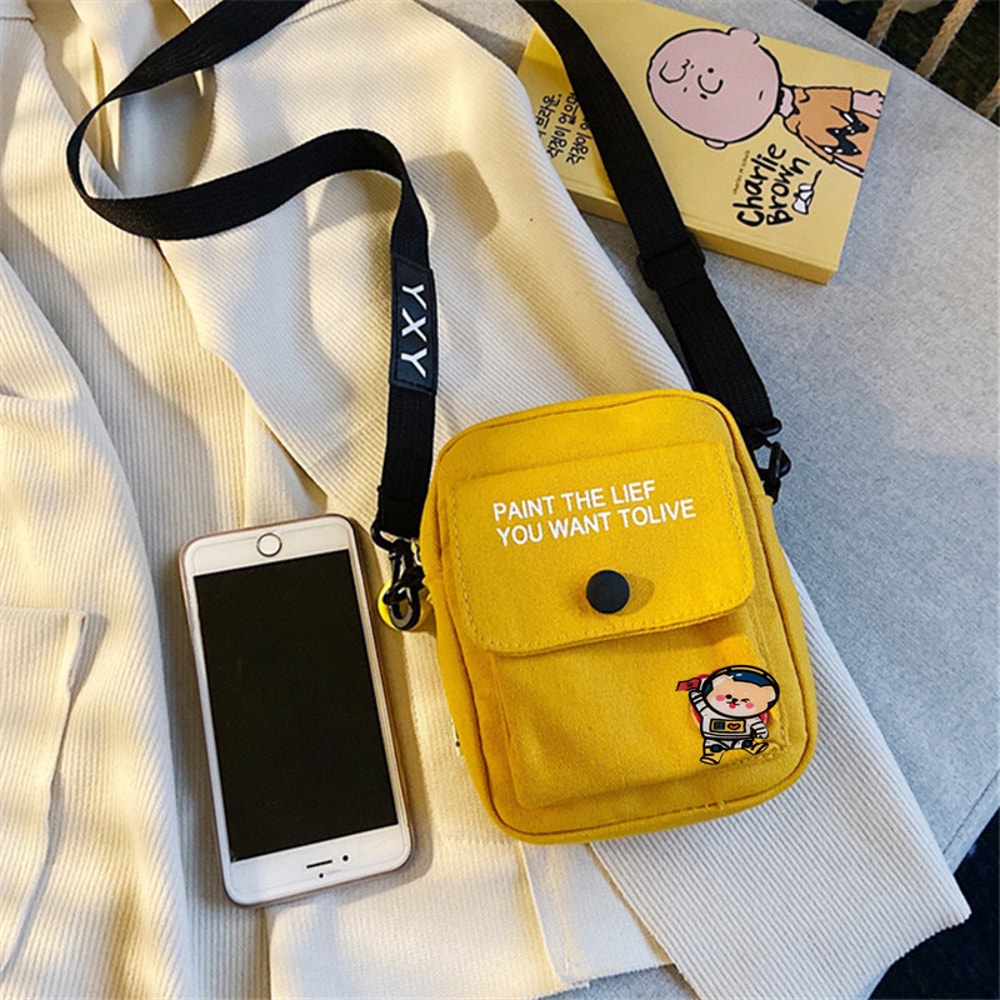 Vibrant Cute Canvas Crossbody Bag Cartoon Shoulder Purse With Phone Pocket Ideal For Students And T 4