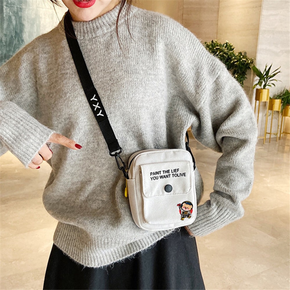Vibrant Cute Canvas Crossbody Bag Cartoon Shoulder Purse With Phone Pocket Ideal For Students And T 0