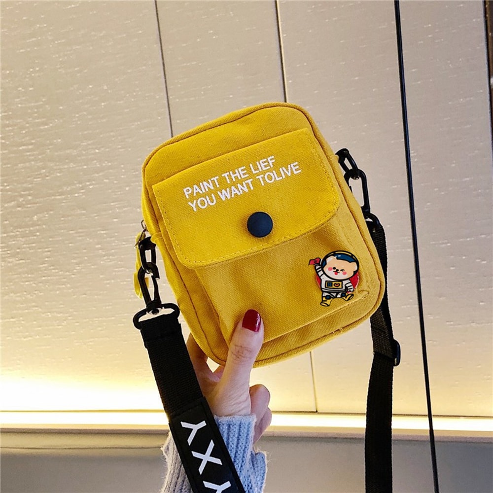 Vibrant Cute Canvas Crossbody Bag Cartoon Shoulder Purse With Phone Pocket Ideal For Students And T 5