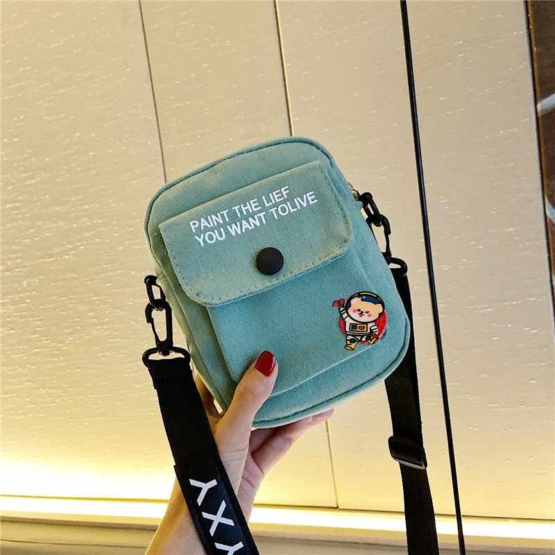 Vibrant Cute Canvas Crossbody Bag Cartoon Shoulder Purse With Phone Pocket Ideal For Students And T 6