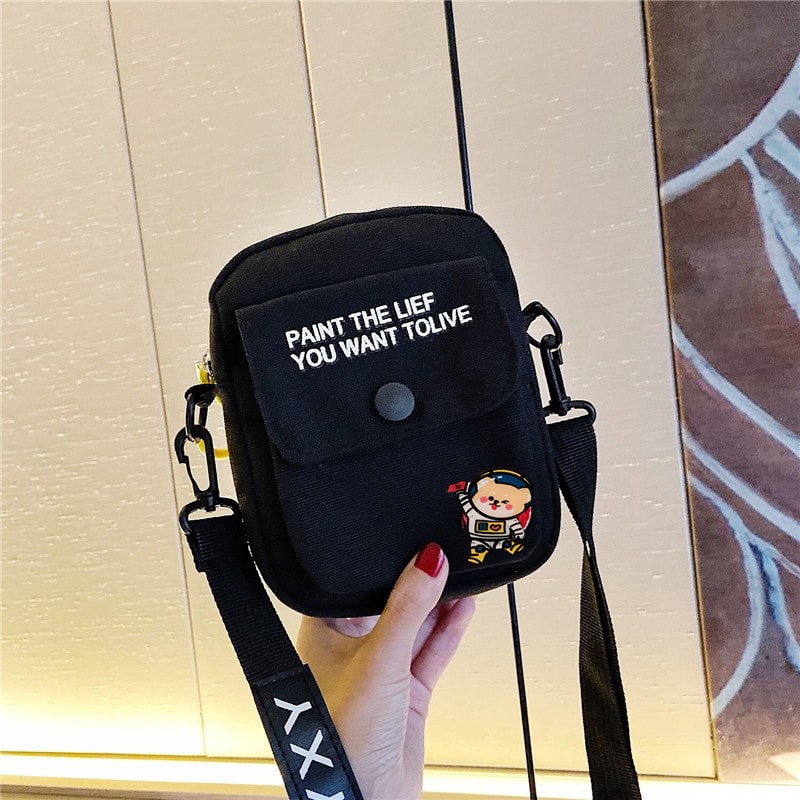 Vibrant Cute Canvas Crossbody Bag Cartoon Shoulder Purse With Phone Pocket Ideal For Students And T 8