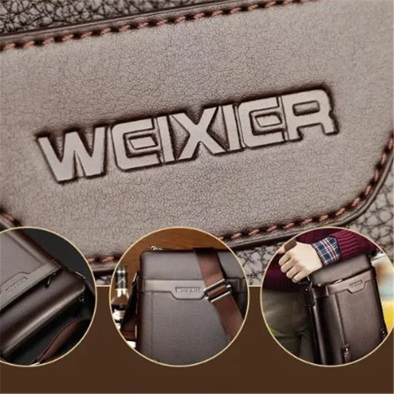 Solid Color Leather Crossbody Bag For Men Black Brown Large Capacity Shoulder Bag For Work Travel 3