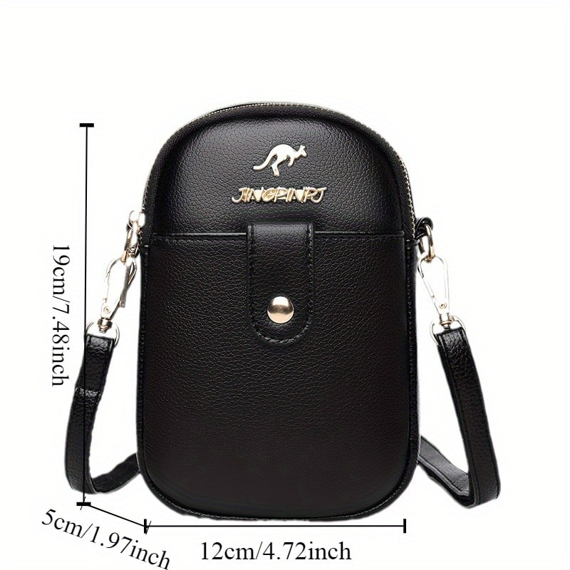 Stylish Black PU Leather Chic Mini Crossbody Phone Bag For Women Small Purse 2