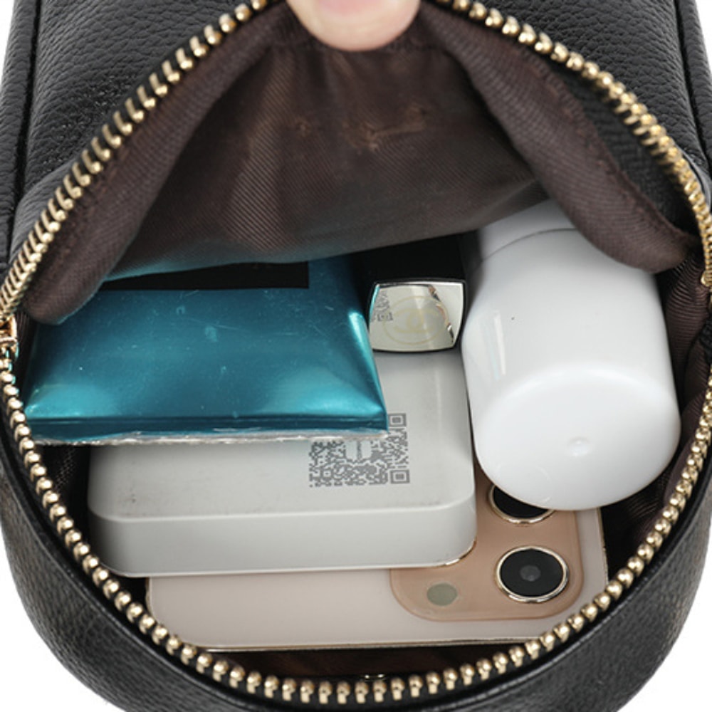 Stylish Black PU Leather Chic Mini Crossbody Phone Bag For Women Small Purse 1