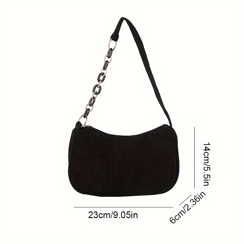 Chic Mini Corduroy Chain Handbag Casual Solid Color Shoulder Purse For Women 2