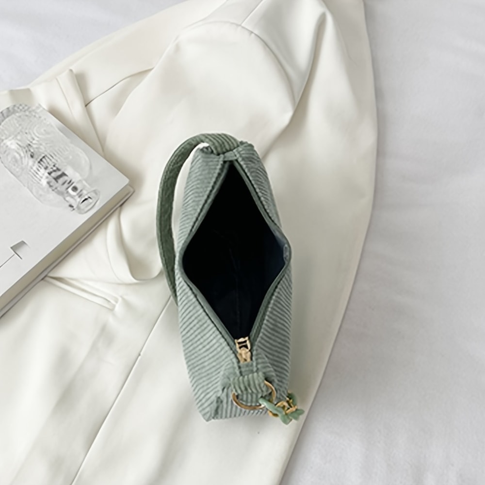 Chic Mini Corduroy Chain Handbag Casual Solid Color Shoulder Purse For Women 3