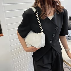 chic mini corduroy chain handbag casual solid color shoulder purse for women