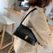 Elegant Mini Top Handle Bag Classic Rectangular Purse Sleek Leather With Gold Clasp 0