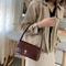 Elegant Mini Top Handle Bag Classic Rectangular Purse Sleek Leather With Gold Clasp 3