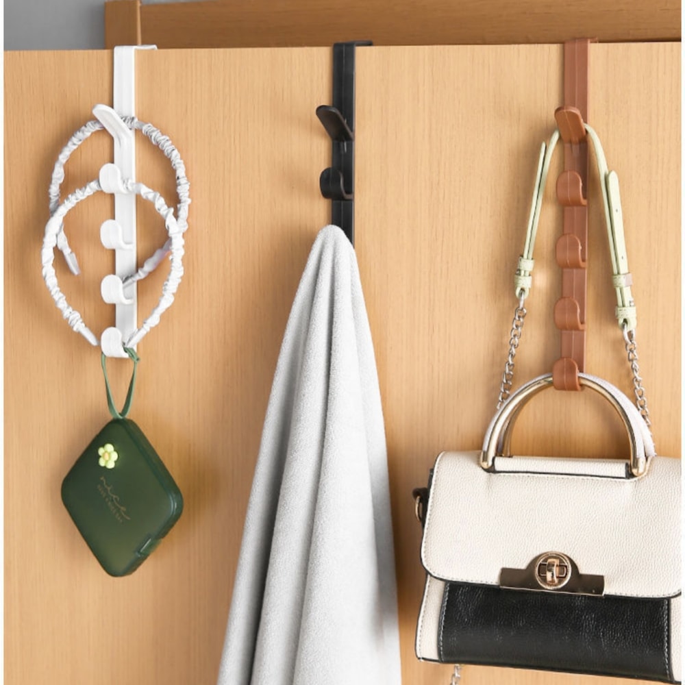 Over The Door Hooks Space Saving Organizer Rack for Clothes Towels and Hats No Drill Behind Door Hanger for Bedroom