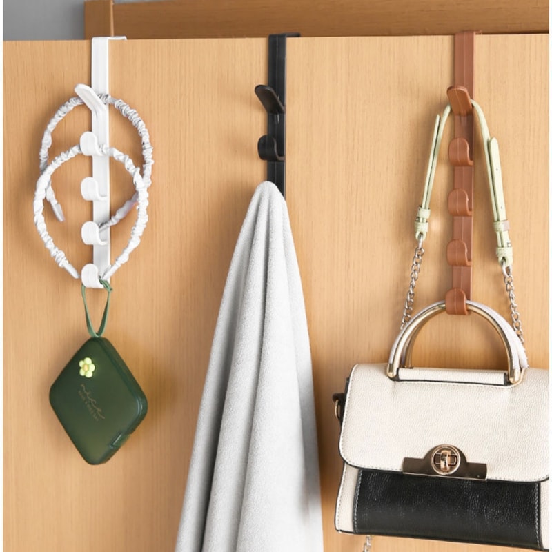 Over The Door Hooks Space Saving Organizer Rack for Clothes Towels and Hats No Drill Behind Door Hanger for Bedroom