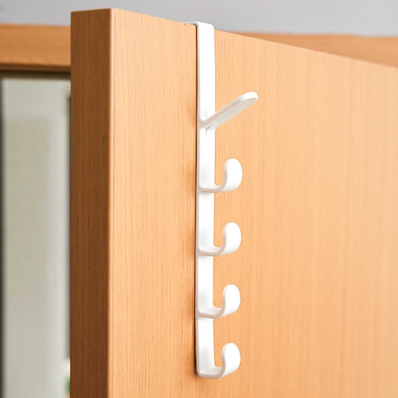 Over The Door Hooks Space Saving Organizer Rack for Clothes Towels and Hats No Drill Behind Door Hanger for Bedroom
