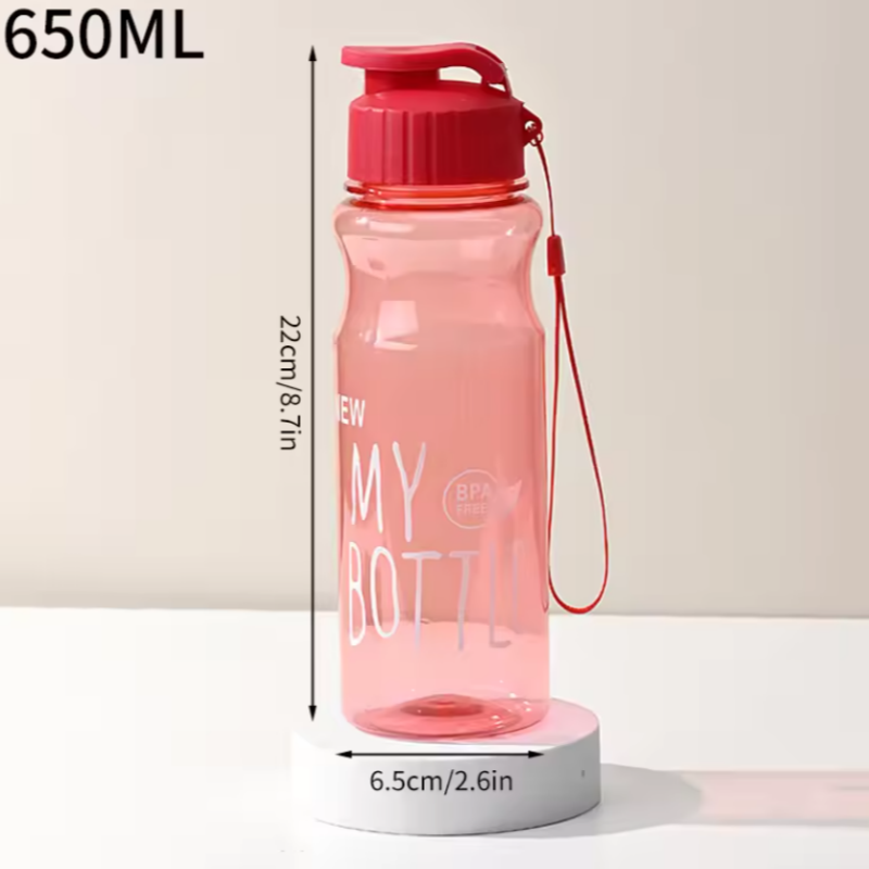 Transparent & Portable Leak Proof Shaker Sports Water Bottle with Lid for School