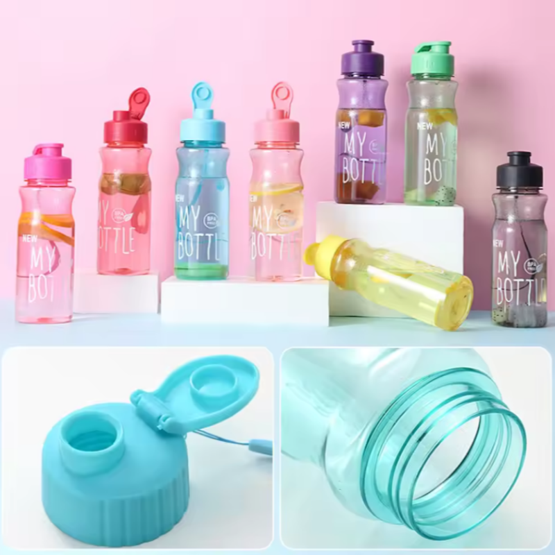 Transparent & Portable Leak Proof Shaker Sports Water Bottle with Lid for School