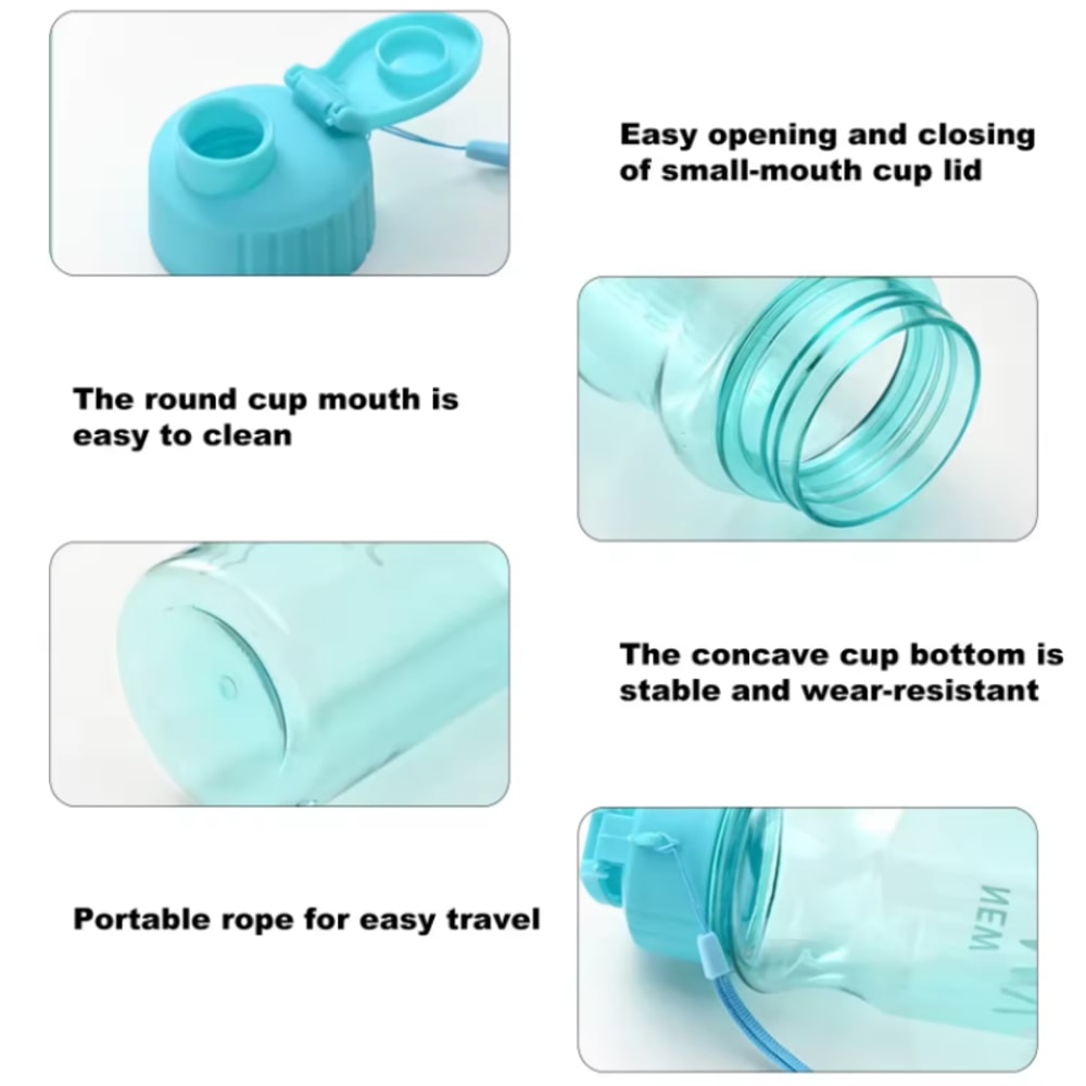 Transparent & Portable Leak Proof Shaker Sports Water Bottle with Lid for School