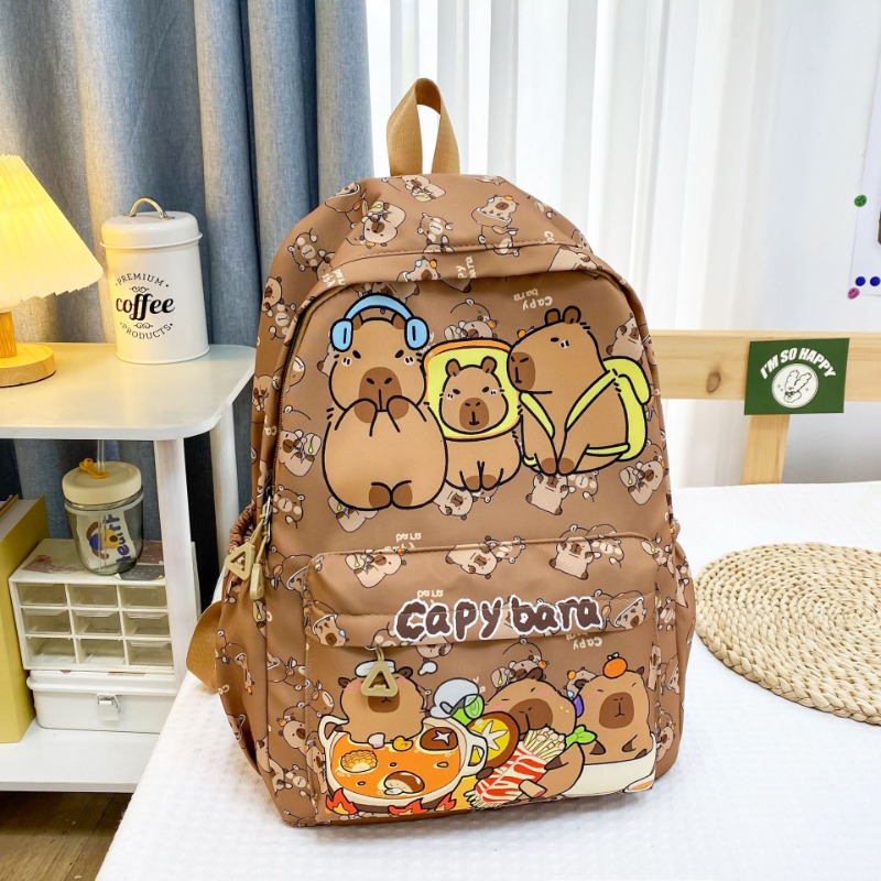 Large Capacity Kawaii Capybara Backpack Trendy Cartoon School Bag For Girls Nylon Stylish Practica 7