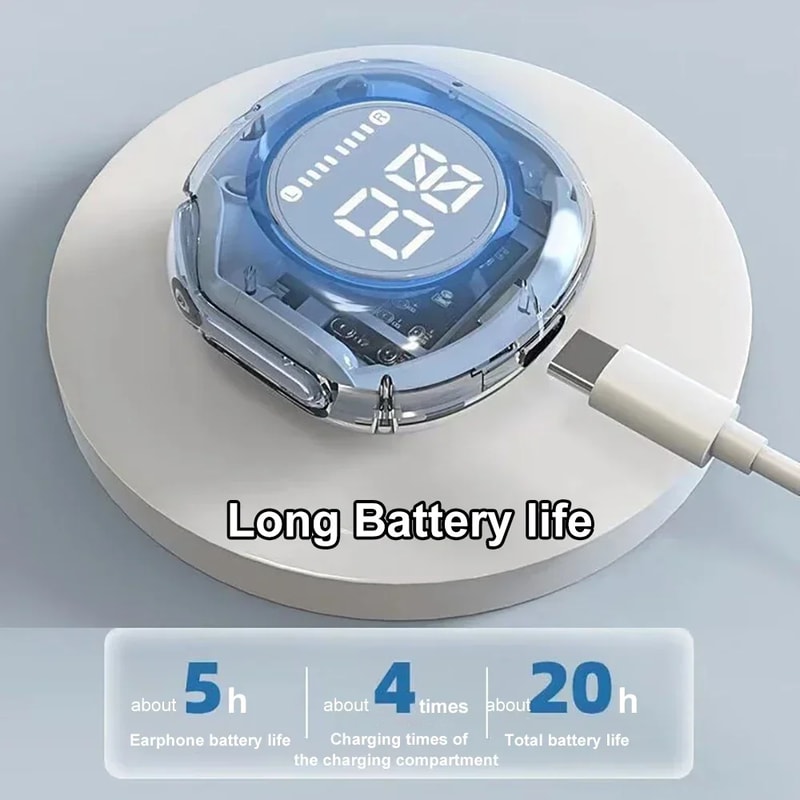 Wireless Bluetooth Headset with LED Power Display Experience Stereo Sound for Smartphones