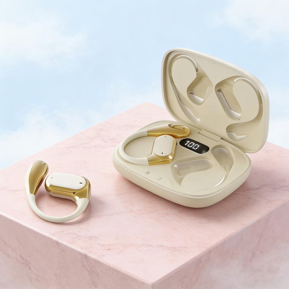 Original Silicone In Ear Hanging Hook Wireless Bluetooth Headset with ENC Noise Reduction and HD Call Mic for Sports and