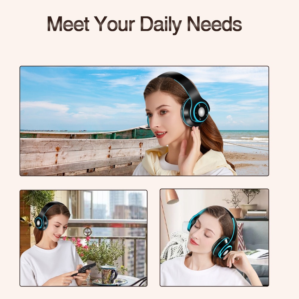 Wireless Stereo Bluetooth Headphone Passive Noise Isolating Portable Over Ear Headset For Immersive 5