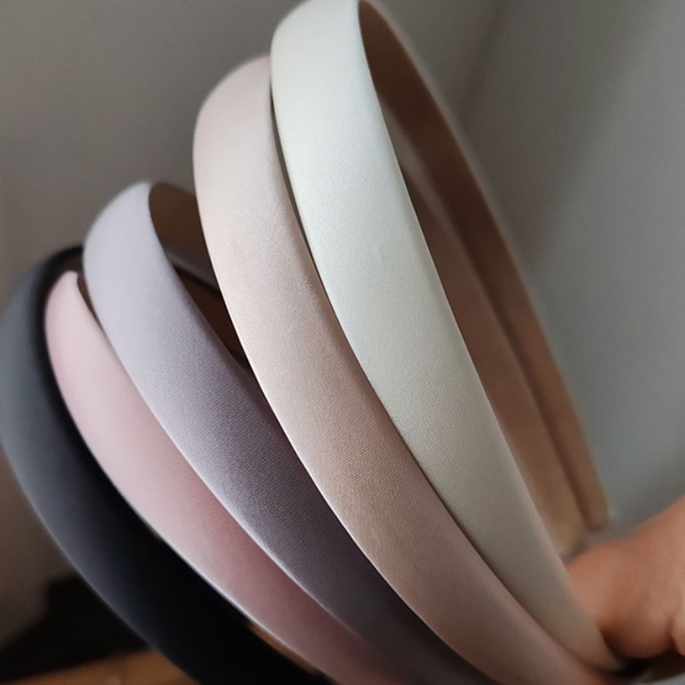 Wide Solid Retro Satin Hairbands For Women And Girls Vintage Bezel Headband 0