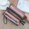 Womens PU Leather Double Zipper Wallet Clutch Large Capacity Wristlet Phone Purse Card Holder With 0