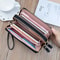 Womens PU Leather Double Zipper Wallet Clutch Large Capacity Wristlet Phone Purse Card Holder With 0