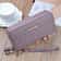 Womens PU Leather Double Zipper Wallet Clutch Large Capacity Wristlet Phone Purse Card Holder With 2
