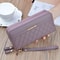Womens PU Leather Double Zipper Wallet Clutch Large Capacity Wristlet Phone Purse Card Holder With 2