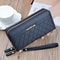Womens PU Leather Double Zipper Wallet Clutch Large Capacity Wristlet Phone Purse Card Holder With 3