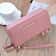 Womens PU Leather Double Zipper Wallet Clutch Large Capacity Wristlet Phone Purse Card Holder With 6