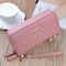 Womens PU Leather Double Zipper Wallet Clutch Large Capacity Wristlet Phone Purse Card Holder With 6