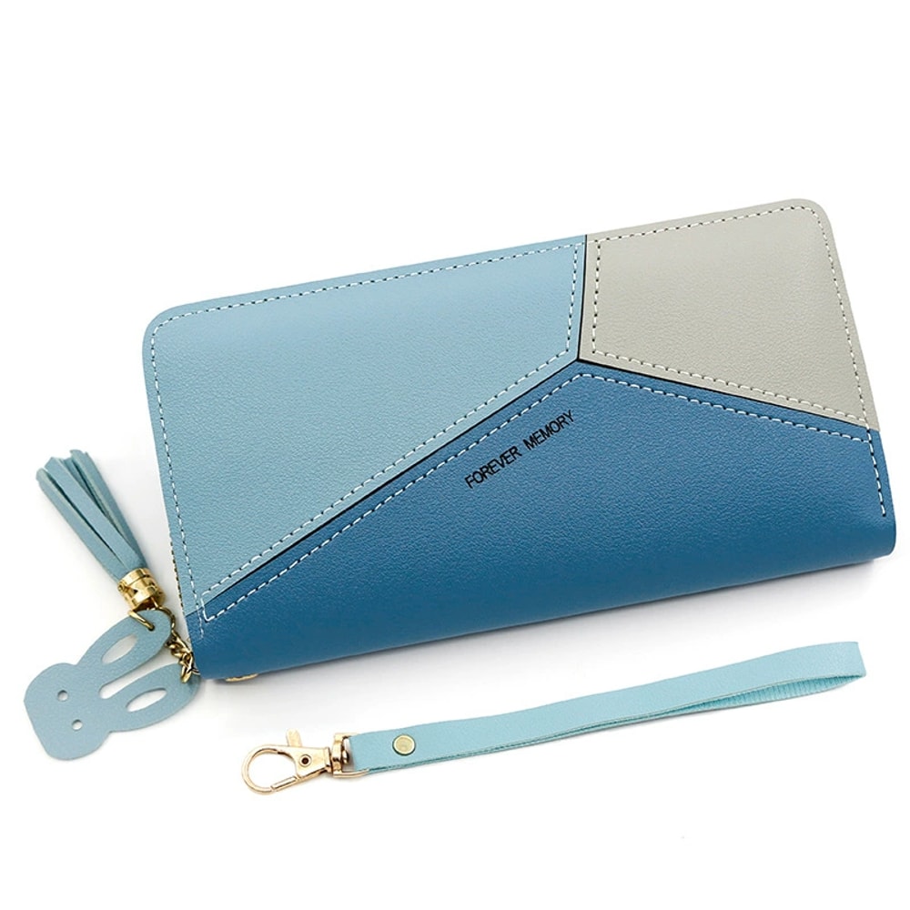 Geometric Leather Tassel Wallet For Women Long Zipper Card Holder With Money Clip 4