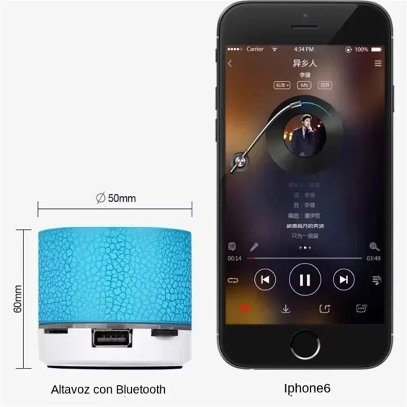 Bluetooth Mini Speaker With Colorful LED Subwoofer Wireless USB Portable Audio 2