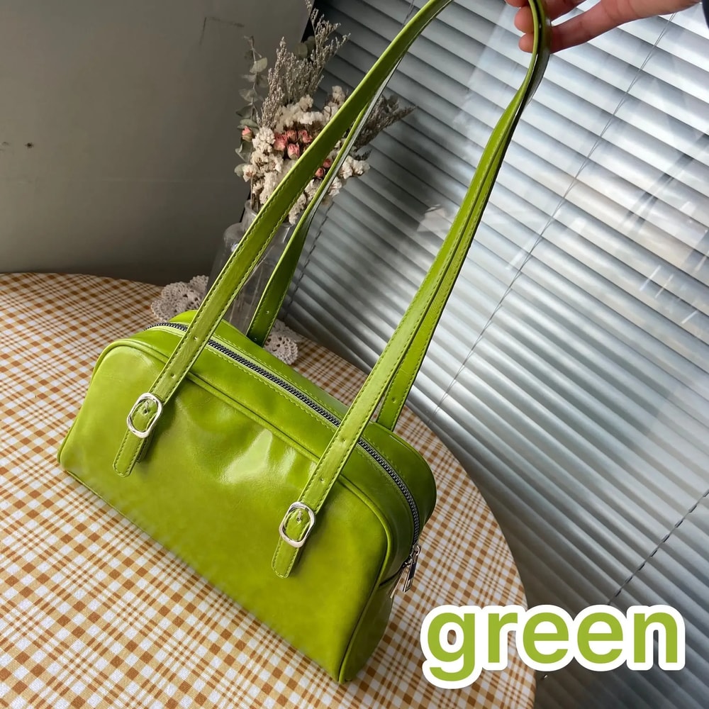 Fashion Women Green PU Leather Shoulder Bag Large Capacity Casual Tote For Daily Use 6