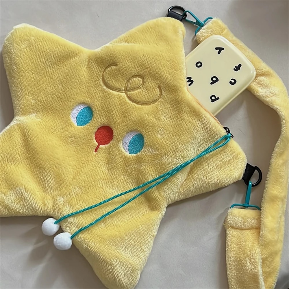 Cute Star Shape Plush Crossbody Bag For Women Cartoon Faux Fur Shoulder Bag Fashion Casual Purse 2
