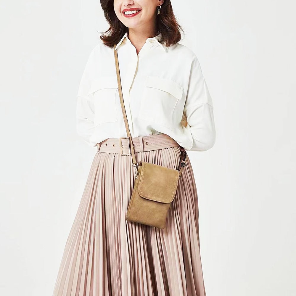 Minimalist PU Leather Womens Crossbody Bag Stylish Mobile Phone Small Change Purse Single Shoulder 0