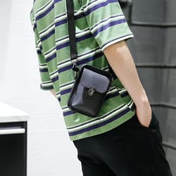 casual mens multifunctional single shoulder crossbody waist bag pu leather mobile phone bag