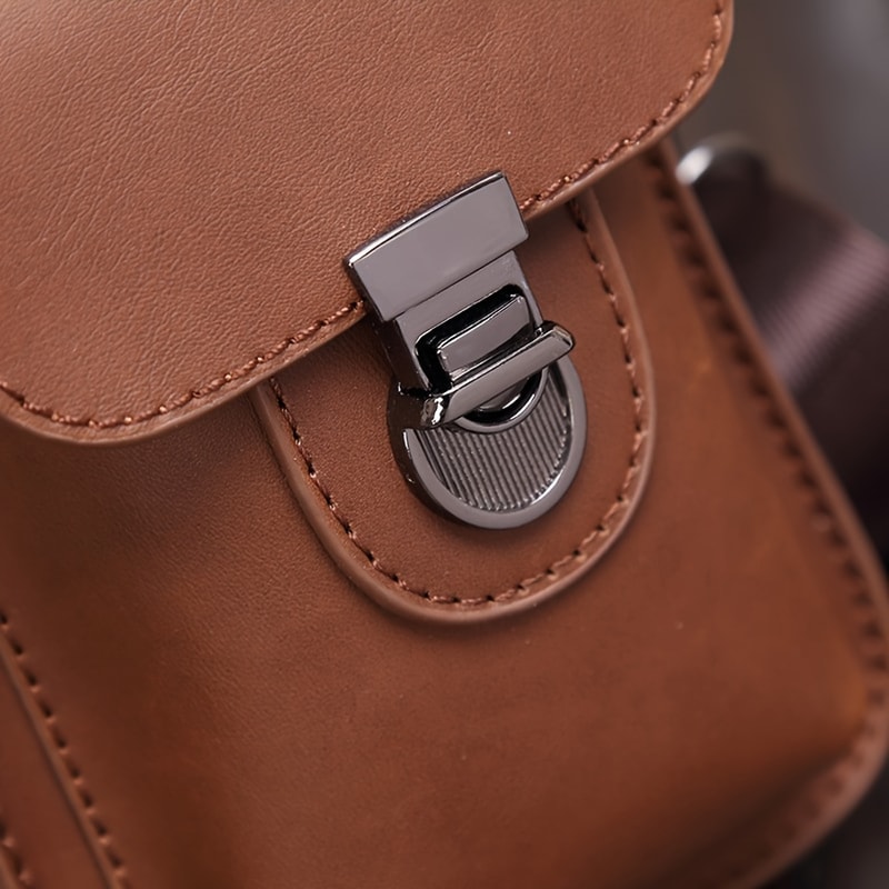 Casual Mens Multifunctional Single Shoulder Crossbody Waist Bag PU Leather Mobile Phone Bag