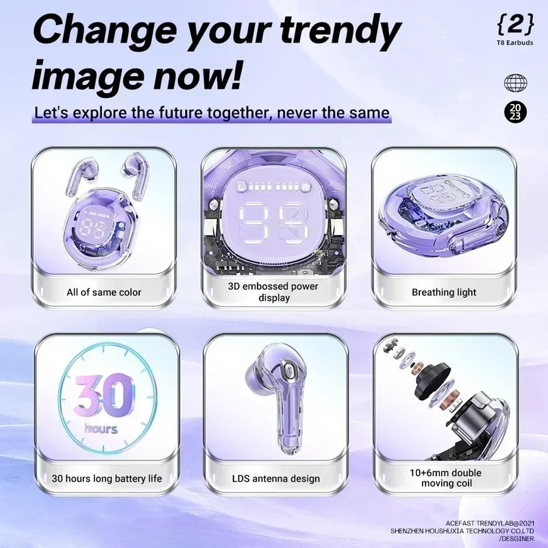 TWS Bluetooth Wireless Earbuds Noise Canceling Gaming & Sport Headphones with Bass Boost