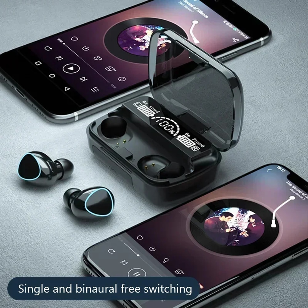Wireless Earphones with Charging Box Sports Waterproof TWS Bluetooth Headphones with Microphone