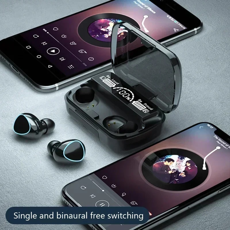 Wireless Earphones with Charging Box Sports Waterproof TWS Bluetooth Headphones with Microphone