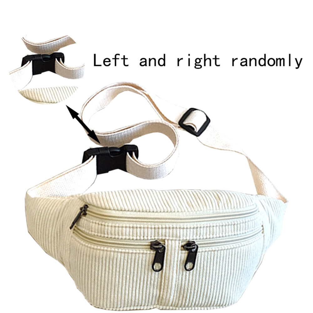 Trendy Multi Color Corduroy Waist Bag Casual Multi Pocket Design For Daily Use Travel 2