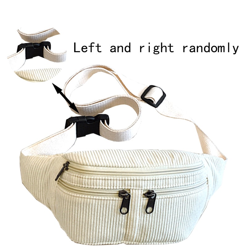 Trendy Multi Color Corduroy Waist Bag Casual Multi Pocket Design For Daily Use Travel 2