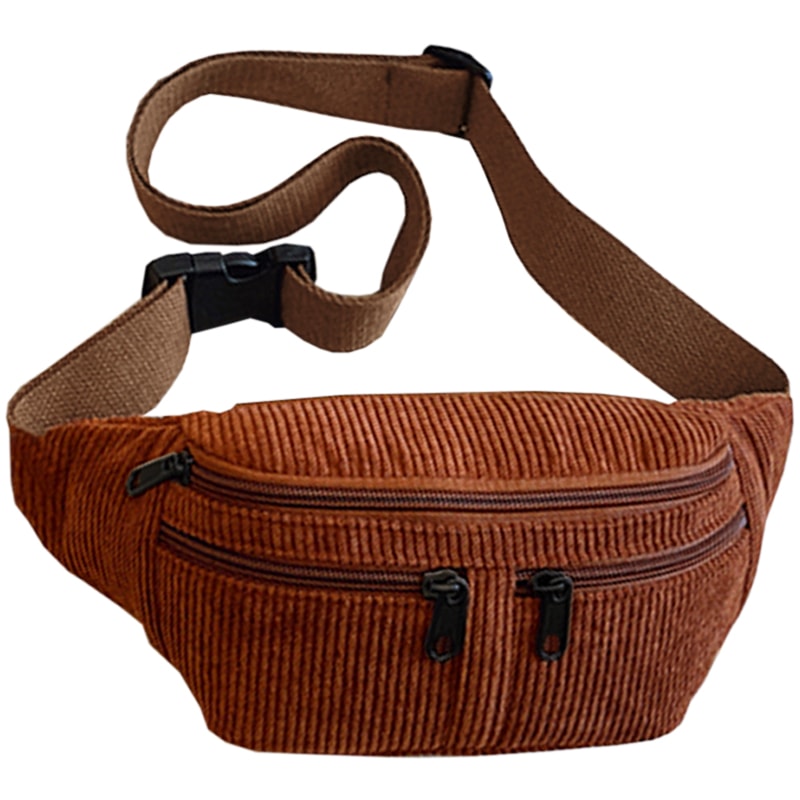 Trendy Multi Color Corduroy Waist Bag Casual Multi Pocket Design For Daily Use Travel 4