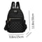 Diamond Check Embroidered Backpack Fashionable Womens Travel Bag with Riveted Detailing